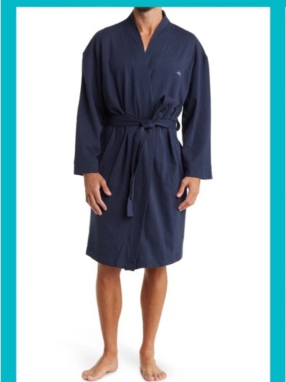 NWT Tommy Bahama ~ Size L/XL Bath/Lounge Men's 3/4 Sleeve Long Wrap Robe Blue